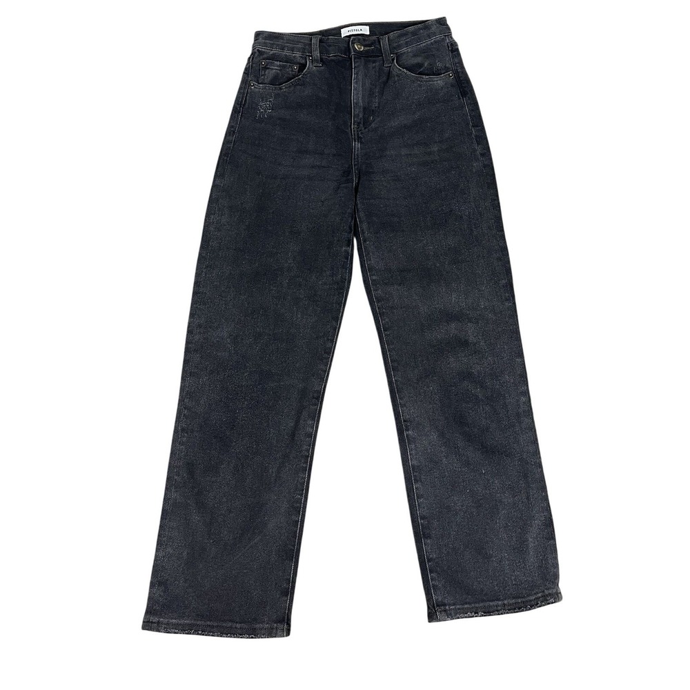 Pistola High Rise Straight Leg Distressed Jeans Black Faded  Size‎ 25 Denim